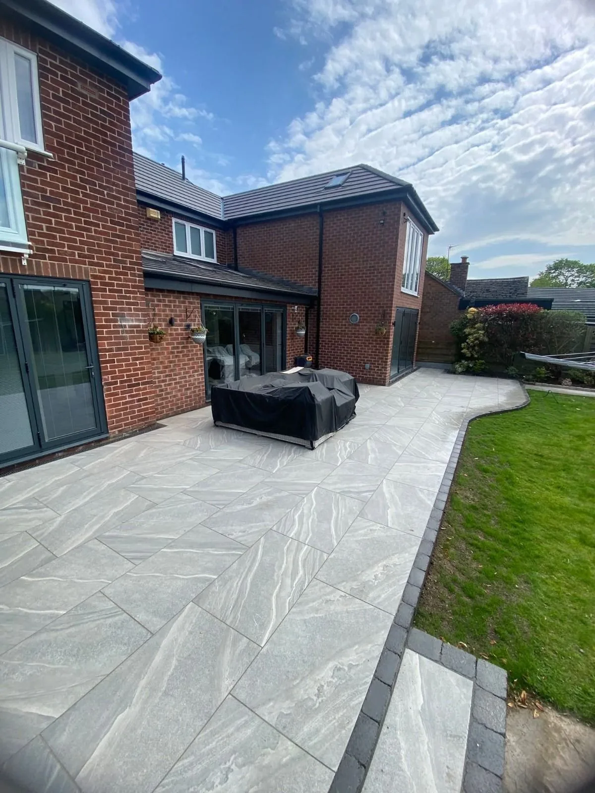 Grey porcelain patio