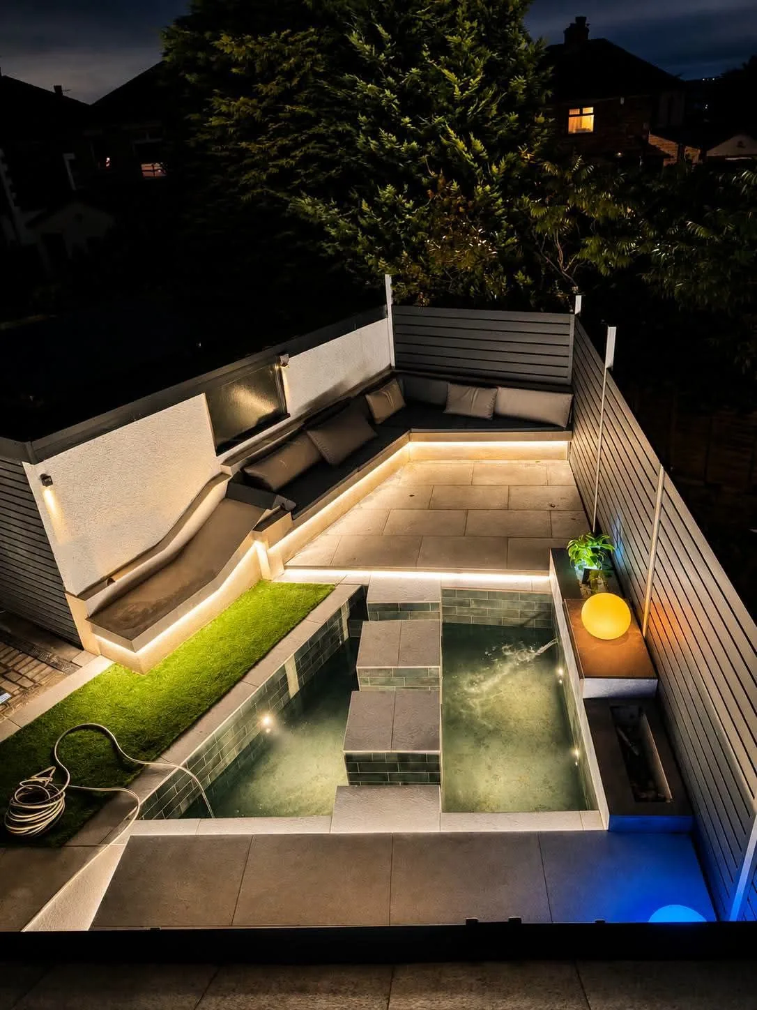 Landscaped garden with water feature
